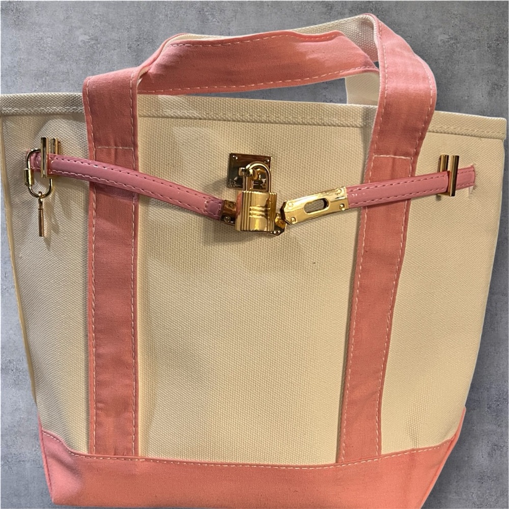 Elegant Pink and Cream Tote Bag / Boat Tote